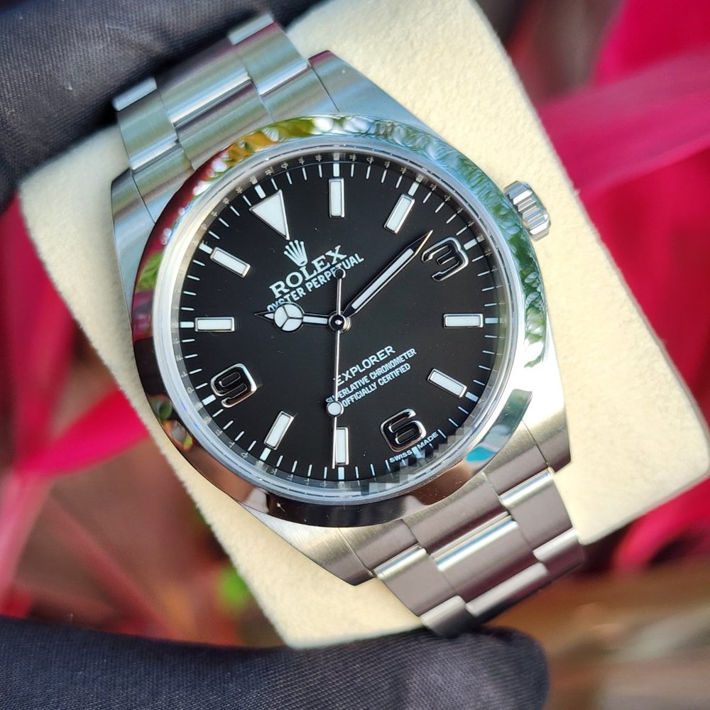 MINT ROLEX EXPLORER 39MM 214270 OYSTER STEEL MK1 DIAL AUTO ARABIC 3-6-9 B&P